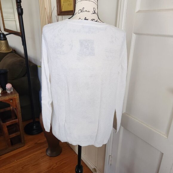 1. State Waffle White Weave Long Sleeved Pull Over Sz S - Picture 6 of 9